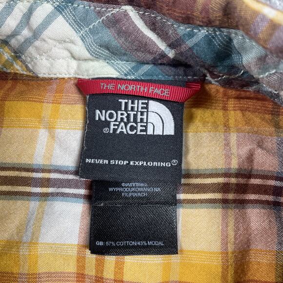 North Face Button Up Shirt Mens Medium Plaid Short Sleeve Outdoors Pockets Fall - Picture 3 of 12